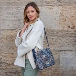 Autumn Jacquard Blue Logan Bag