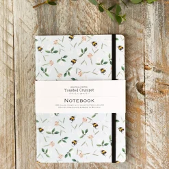 Bees on Duck Egg Blue A5 Lined Notebook