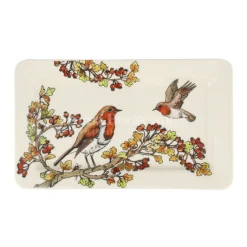 Birds in the Hedgerow Rosehip & Robin Medium Oblong Plate