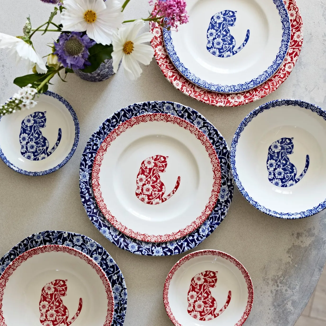Blue Calico Cats Cereal Bowl