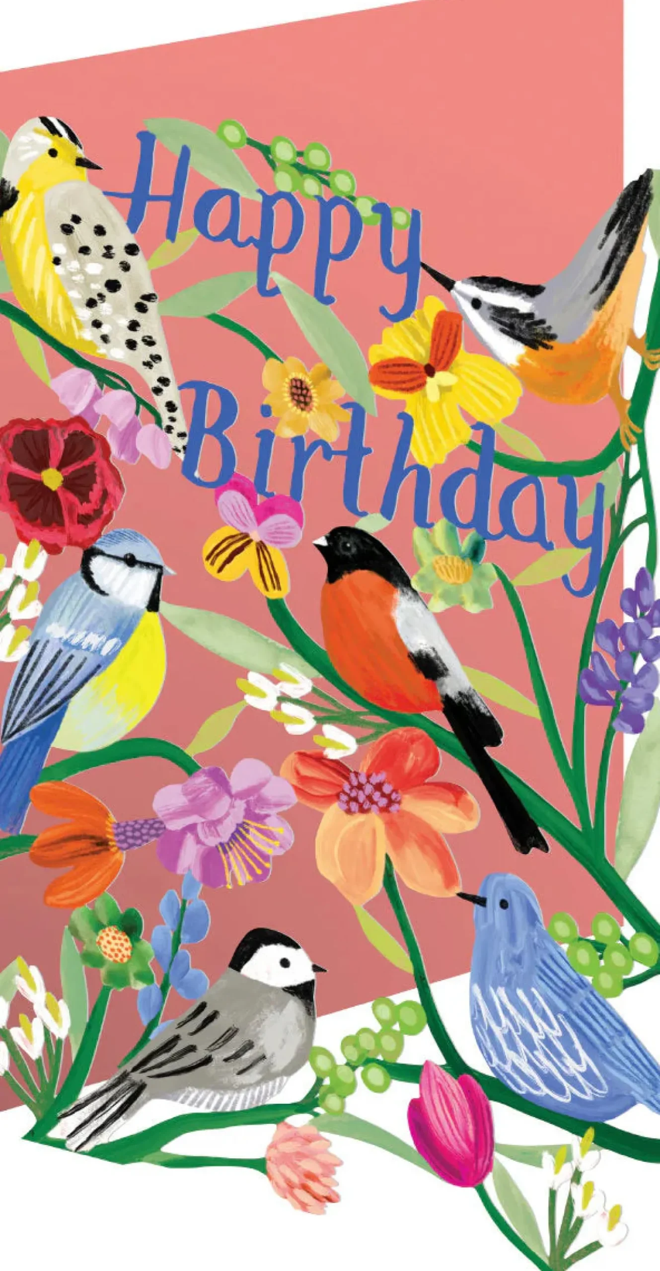Bright Birds, Birthday Laser Greeting Card