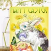 Bunny Hugging Eggs Easter Card