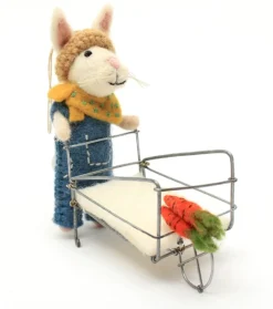Bunny with Wheelbarrow Felt Decoration