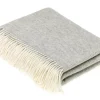 Classic Collection Herringbone Gray Marino Lambswool Throw Blanket