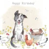 Dog With Chickens "Happy Birthday" Greetings Card