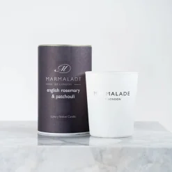 English Rosemary and Patchouli Luxury Glass Votive Candle