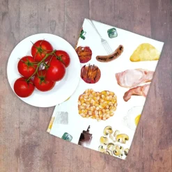 Full English Tea Towel by Corinne Alexander