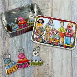 Hats Set of 6 Crochet Markers in a Pocket Tin