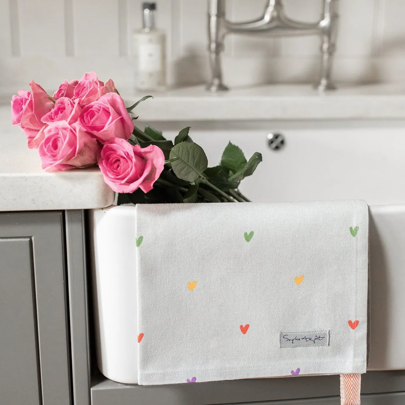 Hearts Multicolored Tea Towel