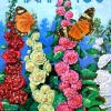 Hollyhocks Glitter Thank You Card