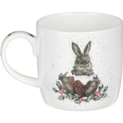 'Merry Little Christmas' Rabbit Small Bone China Mug (11oz)