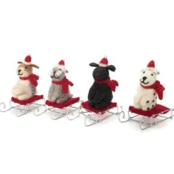 Mini Sitting Dog on Sledge - Schnauzer