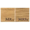 Mr & Mrs Oak Coasters- Set of 2