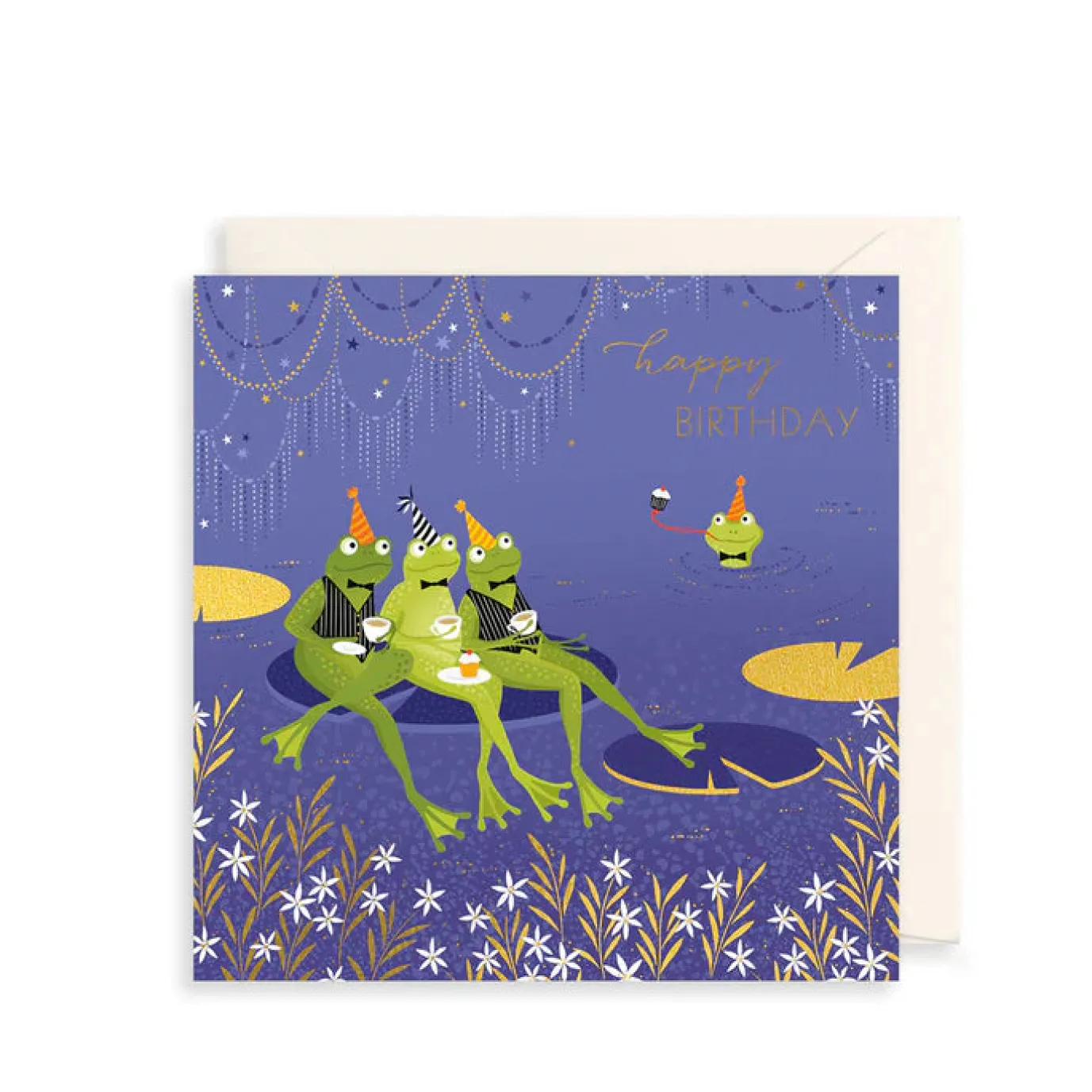 Party Frogs Greeting Card by Sara Miller