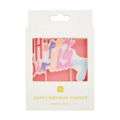Pastel Happy Birthday Candle Cake Topper