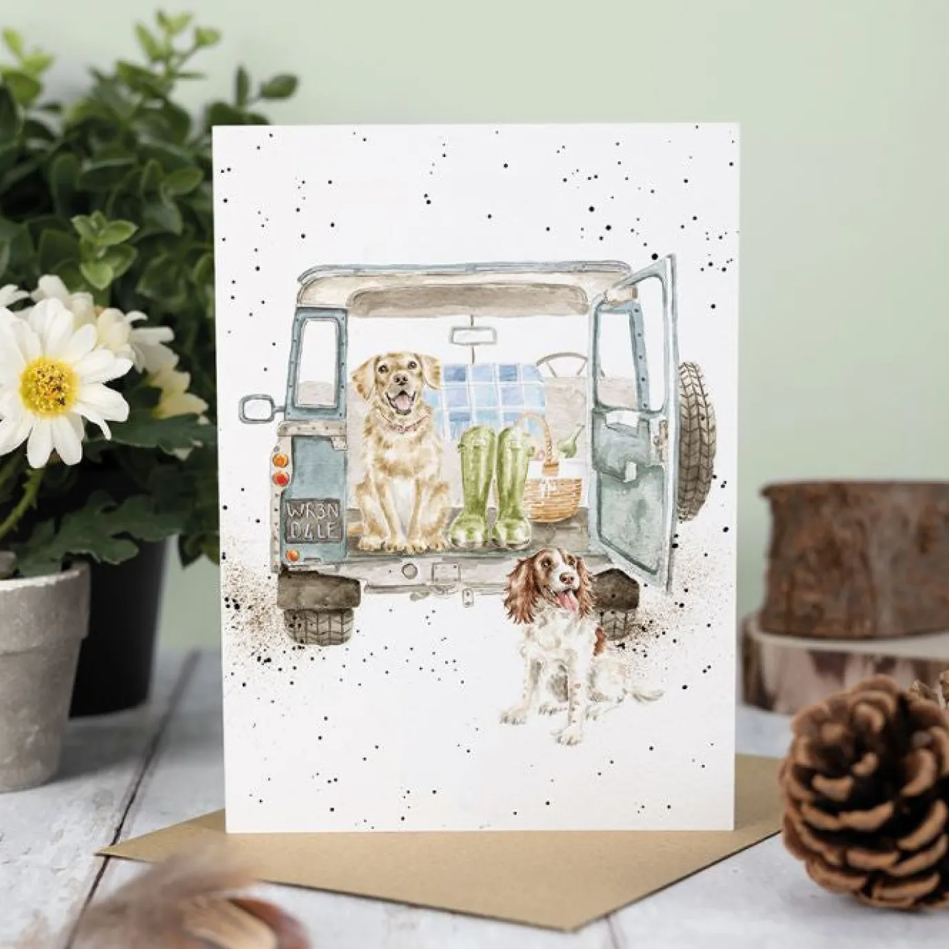 'Paws for a Picnic' Spaniel and Labrador Blank Greetings Card
