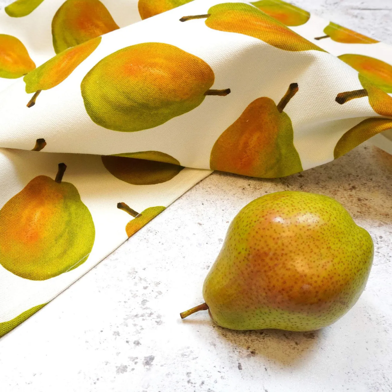 Pear Tea Towel by Corinne Alexander