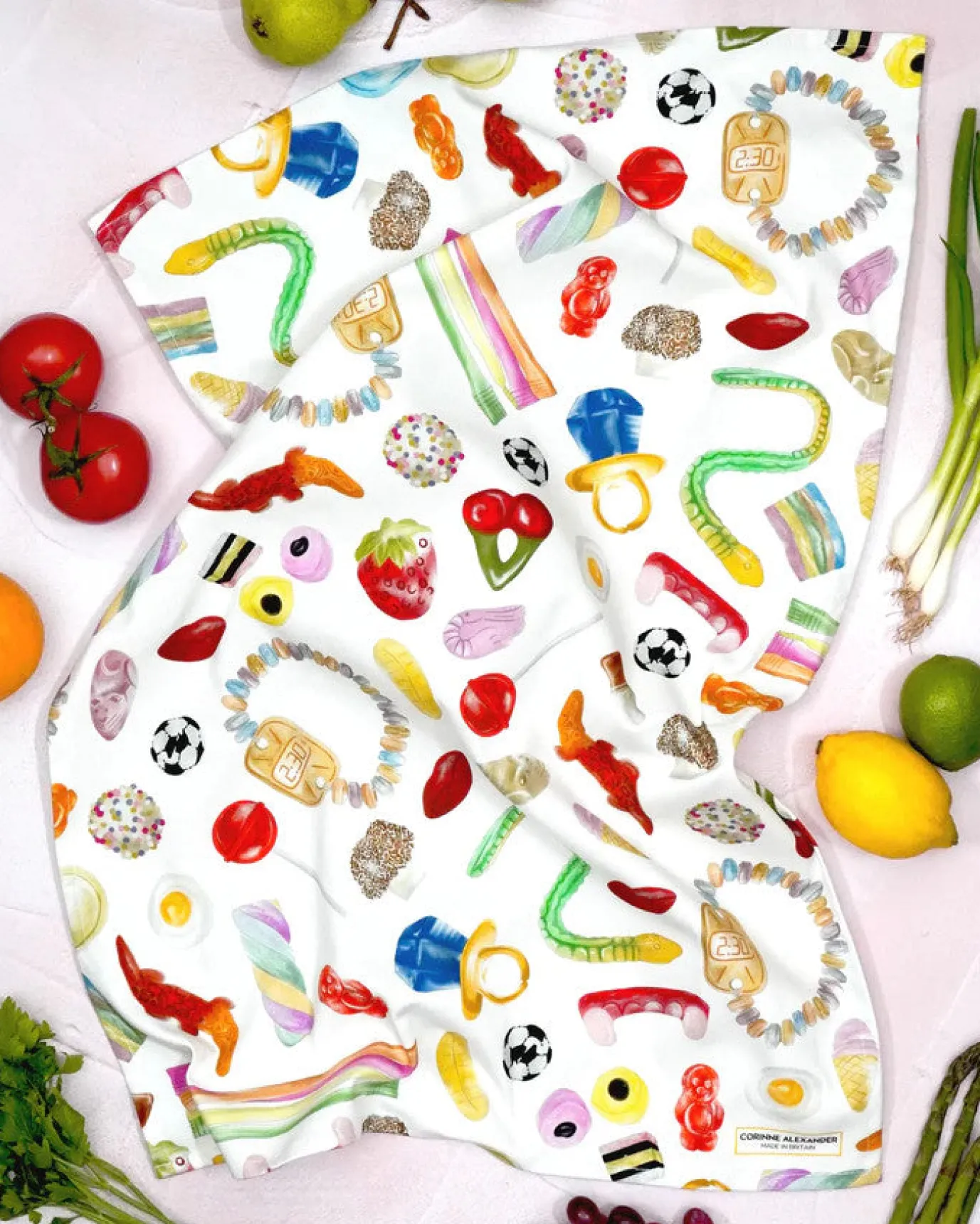 Pick & Mix Tea Towel by Corinne Alexander