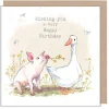 Pig and Goose "Wishing you a very Happy Birthday" Greetings Card