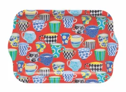 Red Teacup Small Tin Tray