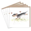 Sausage Dog and Butterflies Set of 5 Notecards