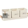 Set of 3 Herb Pots in a Leather Handled Tray - Stone