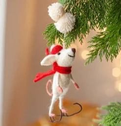 Skater Mouse Felt Christmas Decoration