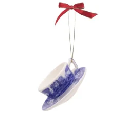 Spode Blue Italian 3 Piece Tea Set Ornaments