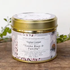 Tonka Bean & Vanilla Candle in a Matt Gold Tin