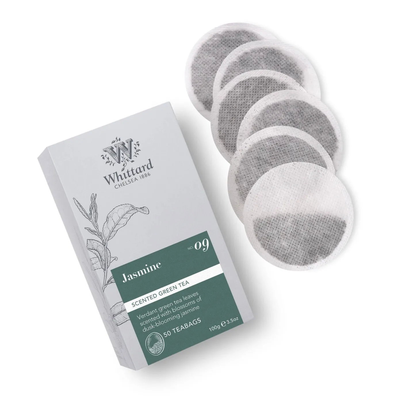 Whittard Classic Jasmine Tea 50 Traditional Teabags Plastic Free