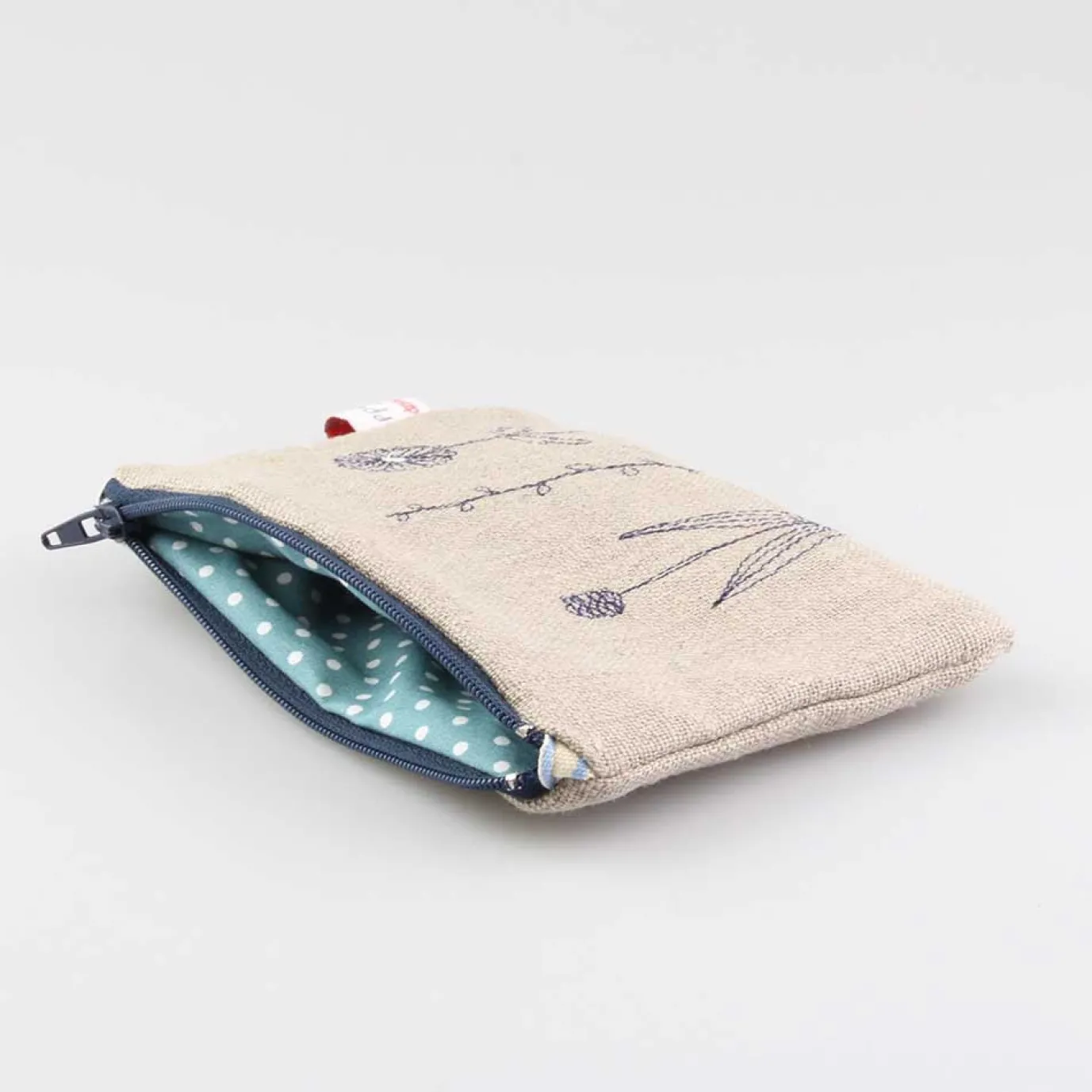 Wild Grasses Embroidered Flat Coin Purse
