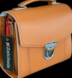 Zatchels Handmade Leather Sugarcube Plus Handbag - Burnt Orange