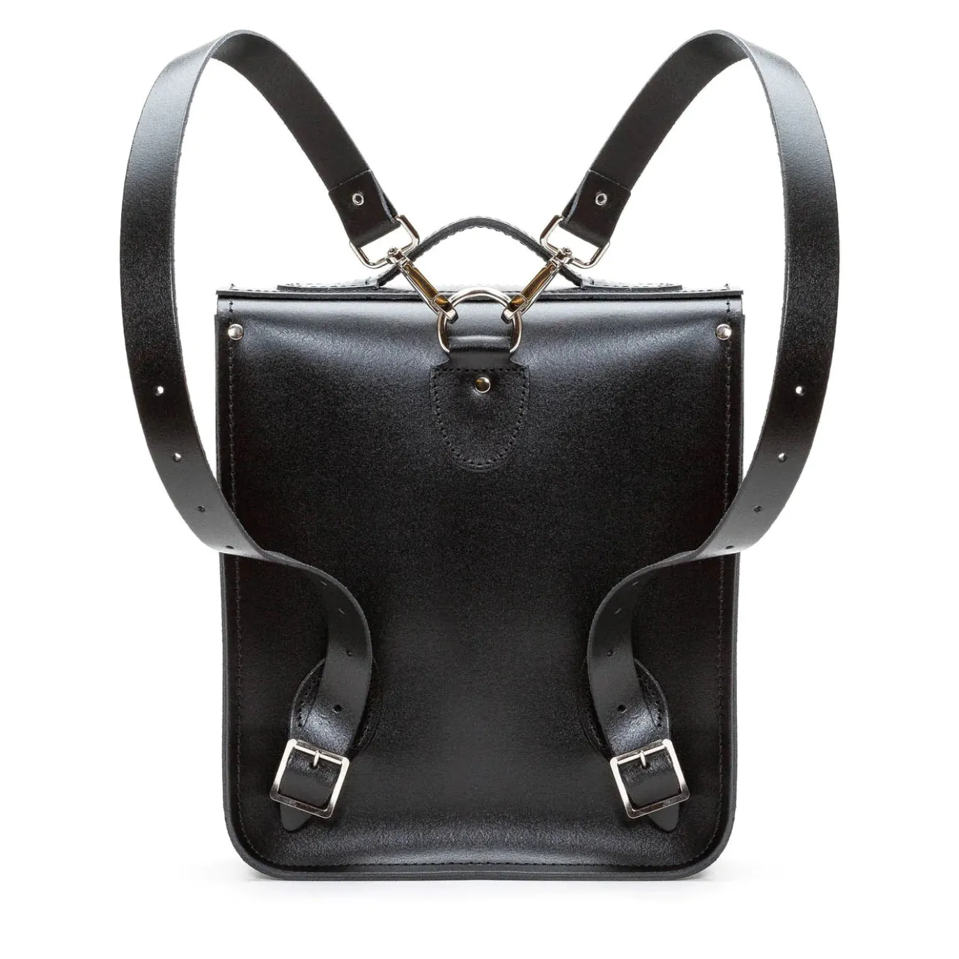 Zatchels Handmade Leather City Backpack Plus - Black & Grey Stripe