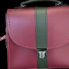 Zatchels Handmade Leather Kensington Handbag -Oxblood with Ivy Green Contrast