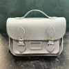 Zatchels Handmade Leather Midi Satchel - Ghost Grey